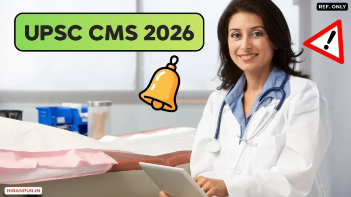 UPSC Combined Medical Services Exam 2026 notification for 1358 posts